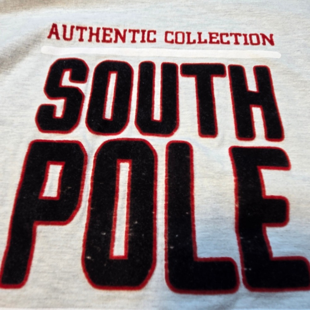 South Pole Raglan Boys Graphic T Shirt Size 16/18 Gray White Skater 90s Hip Hop
